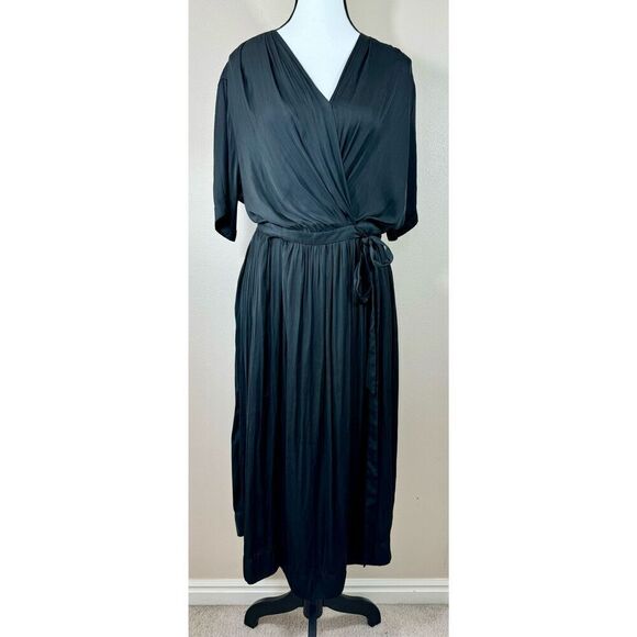 Scotch & Soda Maison Scotch Clubhouse Royals Black Midi True Wrap Over Dress PS - Picture 2 of 13